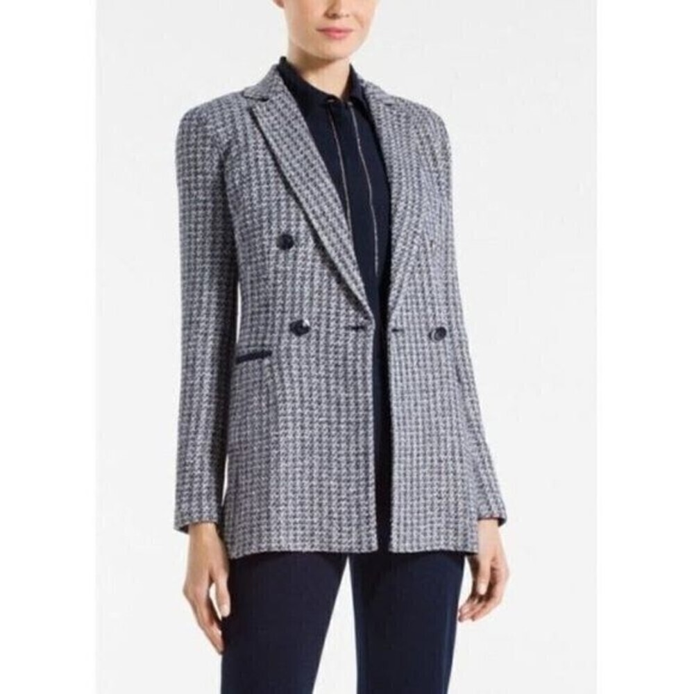 ST. JOHN | Navy Gray Geometric Wool Jacket | Women’s | 10 | NWT